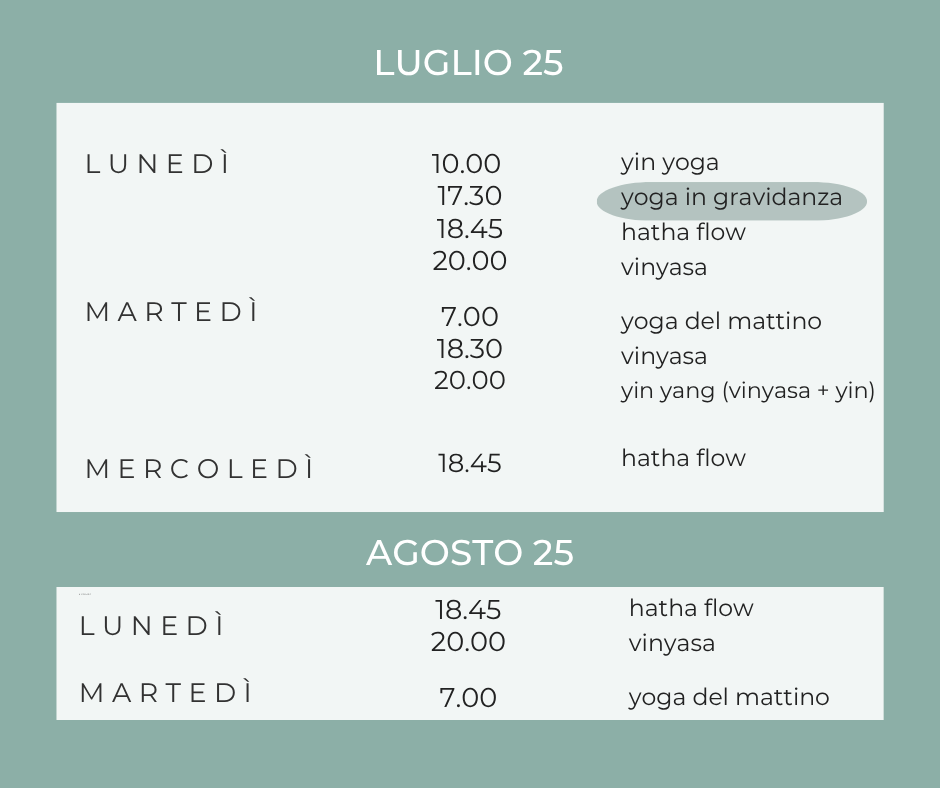 yoga giulia rizzi orari estate 